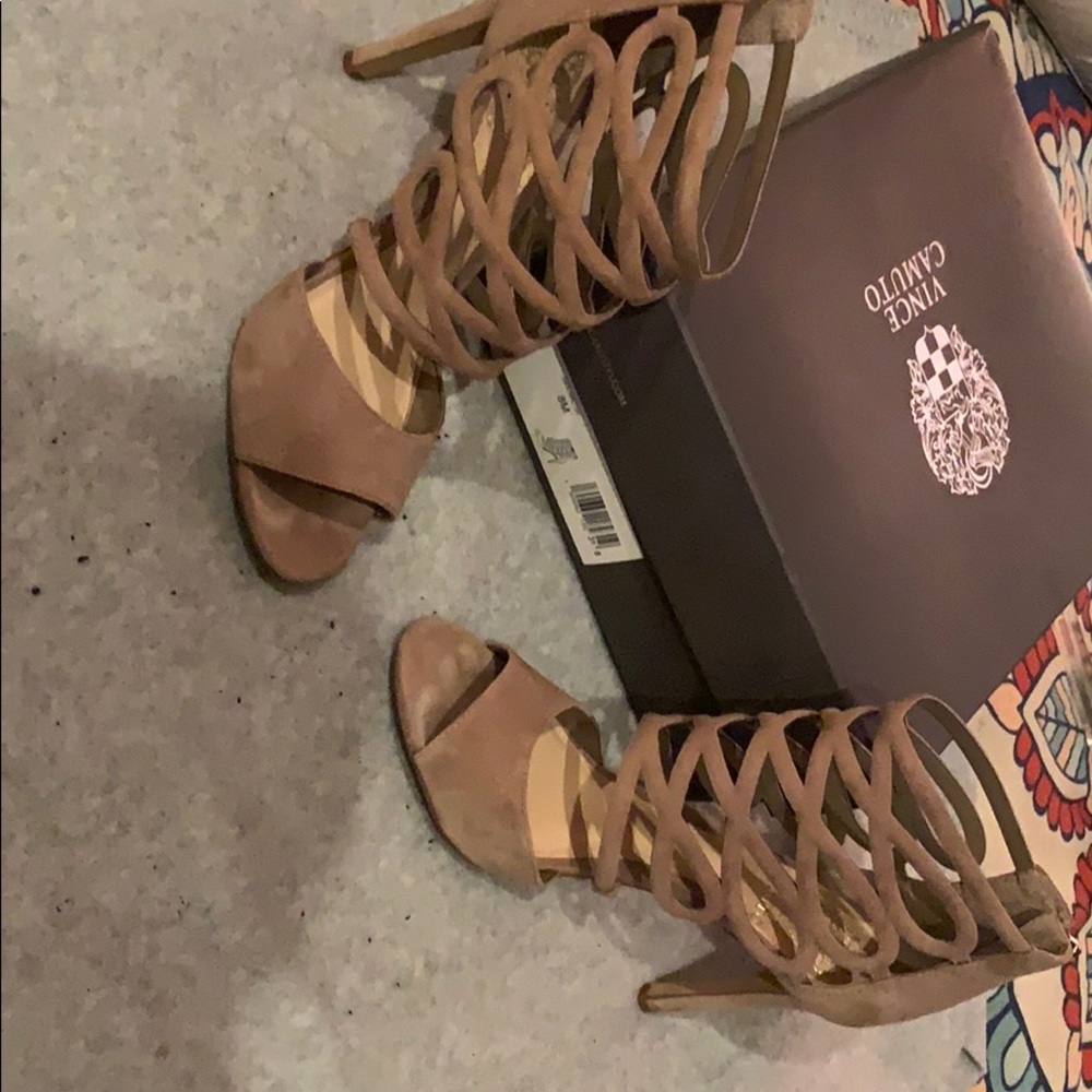 Tan suede heels